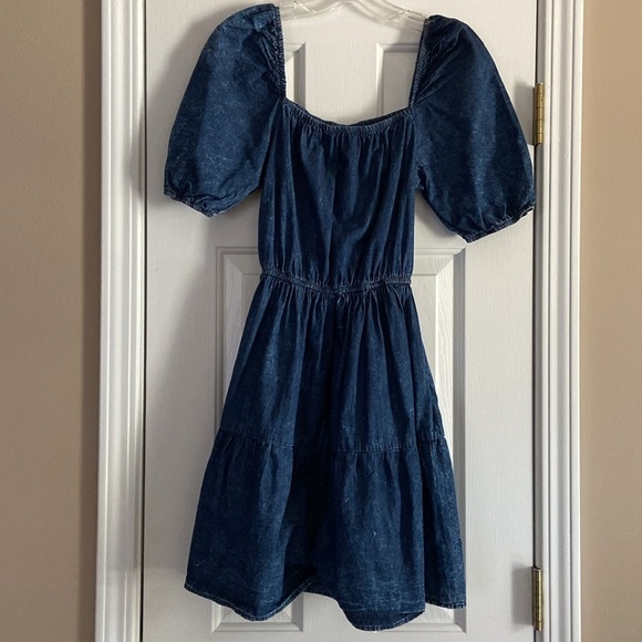 Vintage Emmar Collection Acid Wash Denim Puff Sleeve Mini Dress Size Medium - Picture 2 of 7
